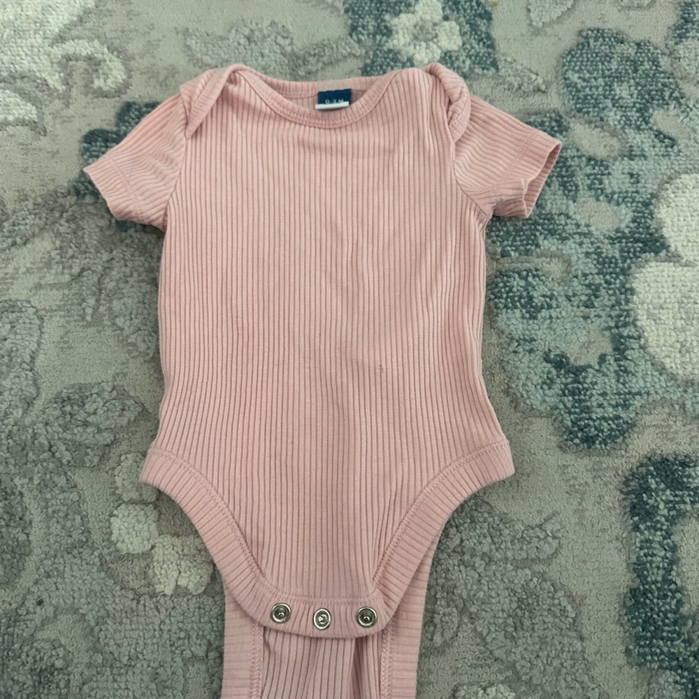 Old Navy Pink Ribbed Bodysuit with Snap Closure